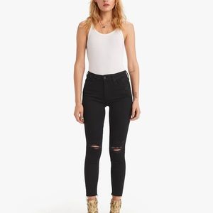 MOTHER looker ankle fray black jeans